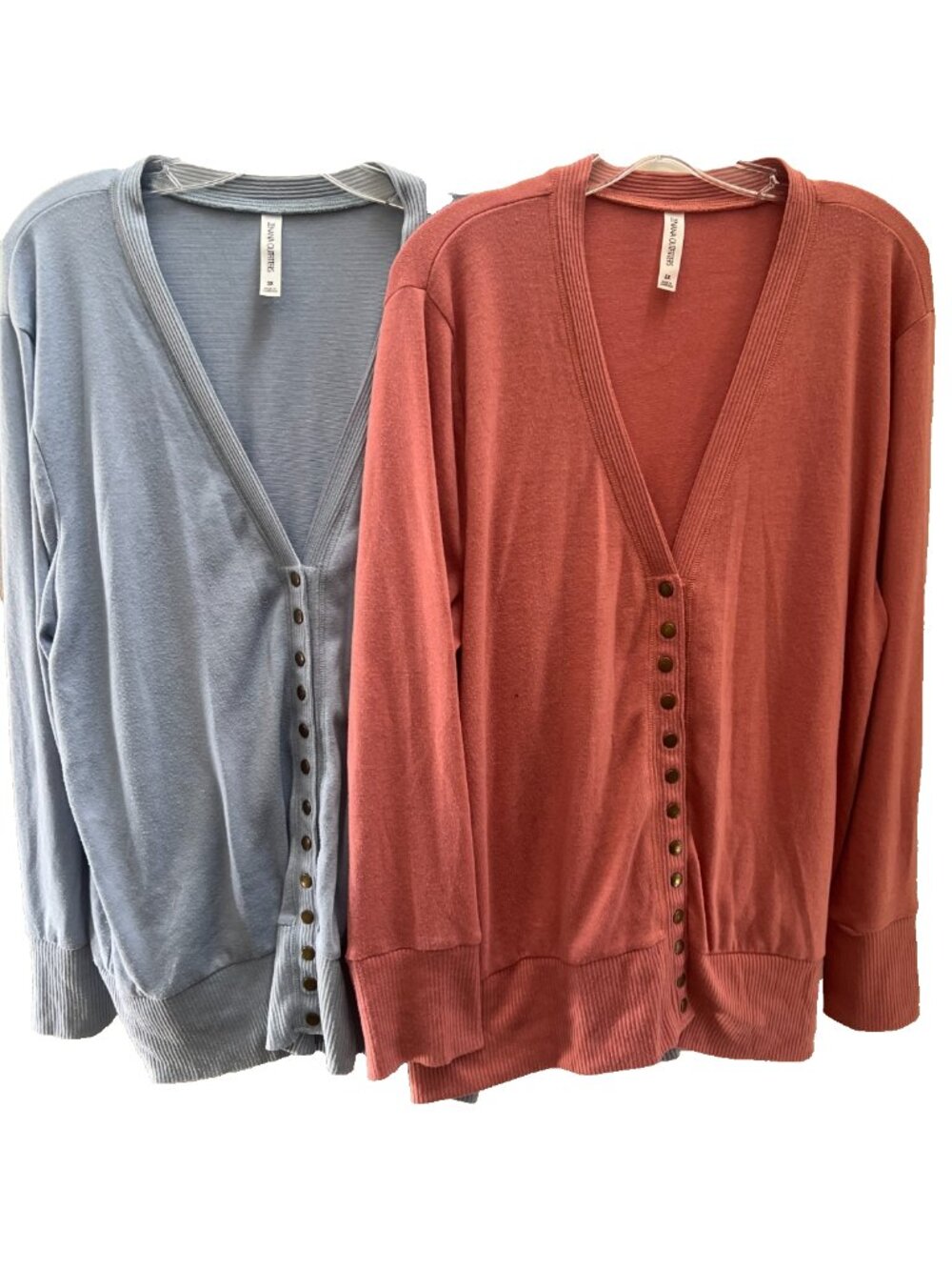 Zenana Outfitters women's lot of 2 Cardigan Plus Size 3X Peach Light Blue Button